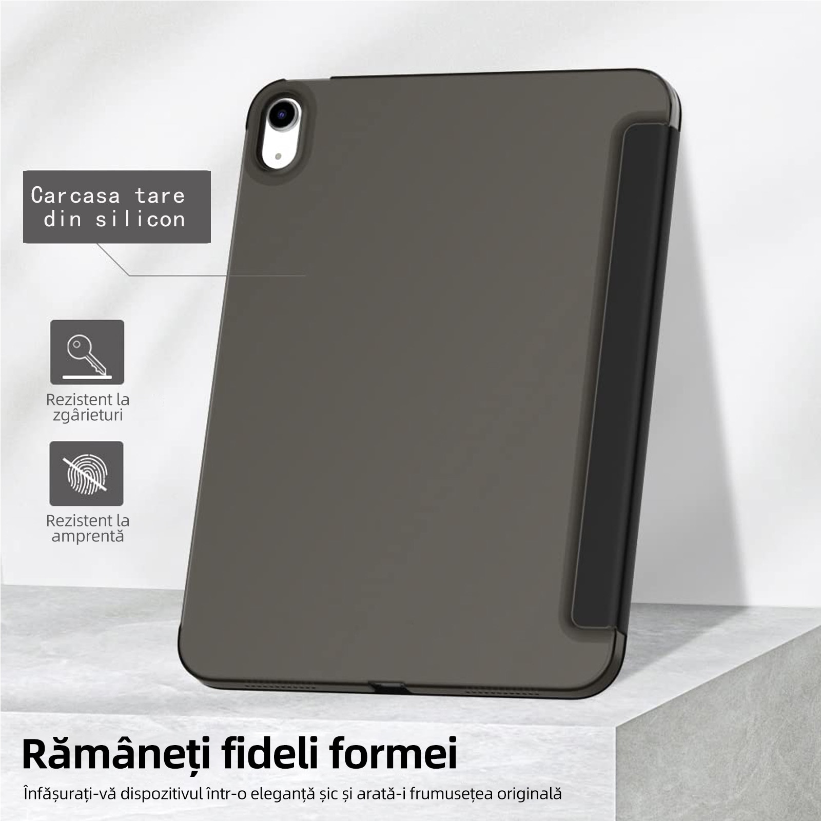 Husa tableta de protectie, Bolongking, Compatibila Apple iPad 10 10.9 inch 2022, tableta cu suport pentru creion, Negru