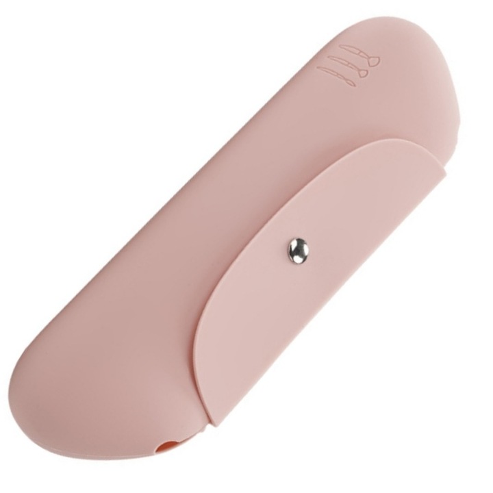 Organizator pensule machiaj pentru calatorii din Silicon, Portabil si Rezistent la Apa, Design magnetic catarama, capacitate mare, anti-murdarire si usor de curatat, Roz, 22.7*8.5CM