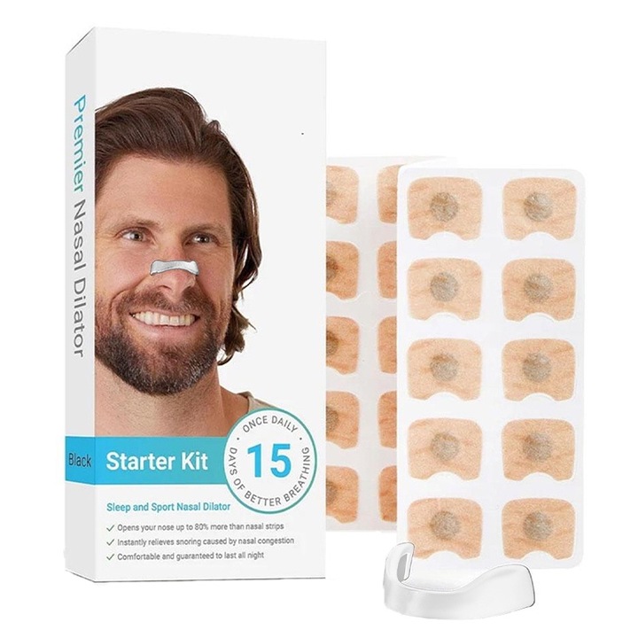 Комплект за разширяване на дишането за 15 дни, Rqiurpn, спокоен сън, намалява хъркането, удобен, устойчив на пот, магнитен