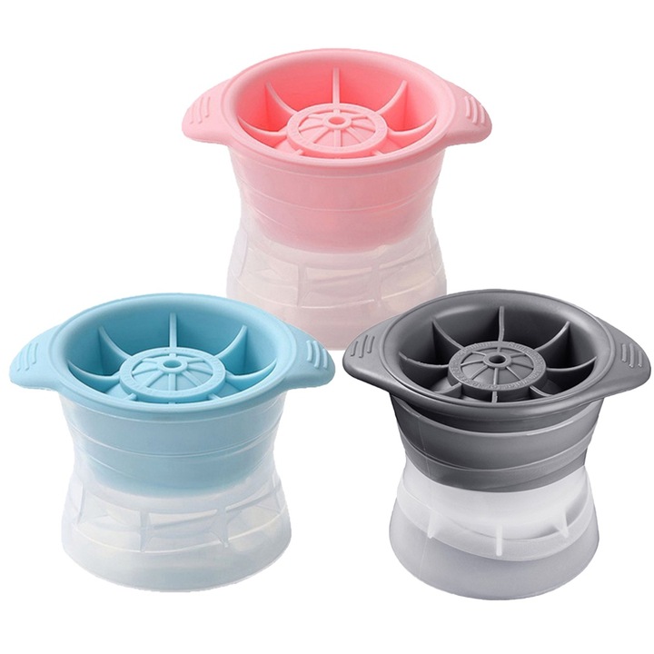 Set 3 forme cuburi de gheata, Momcbebe, silicon, 2.5 inch, multicolor, 11x8x7.8cm