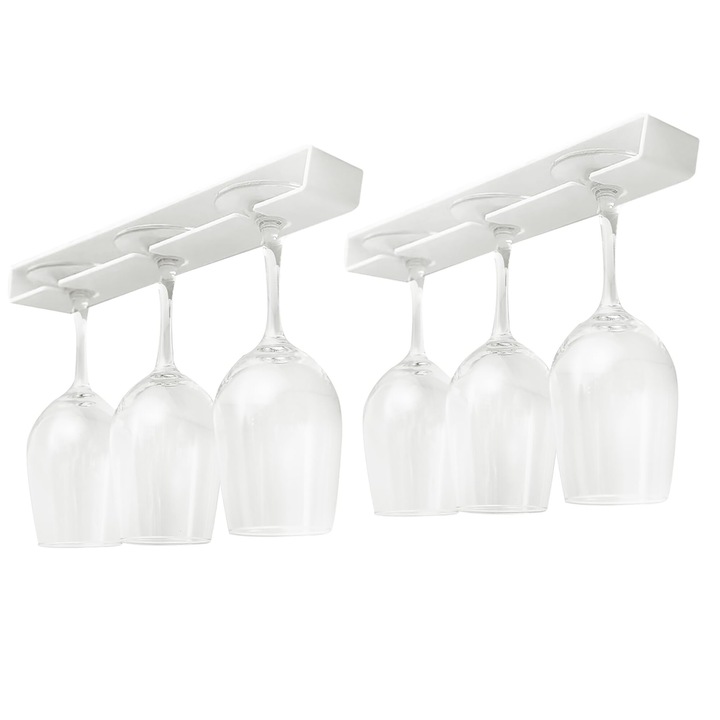 Set 2 suporturi pentru pahare de vin, Momcbebe, alb, 33.7x5.4x3cm