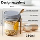 Cupa de Mic Dejun din Sticla Tressino, cu Capac si Lingura, Reutilizabil, Cutie Alimentara pentru Ovaz, 350ml, 2 Piese