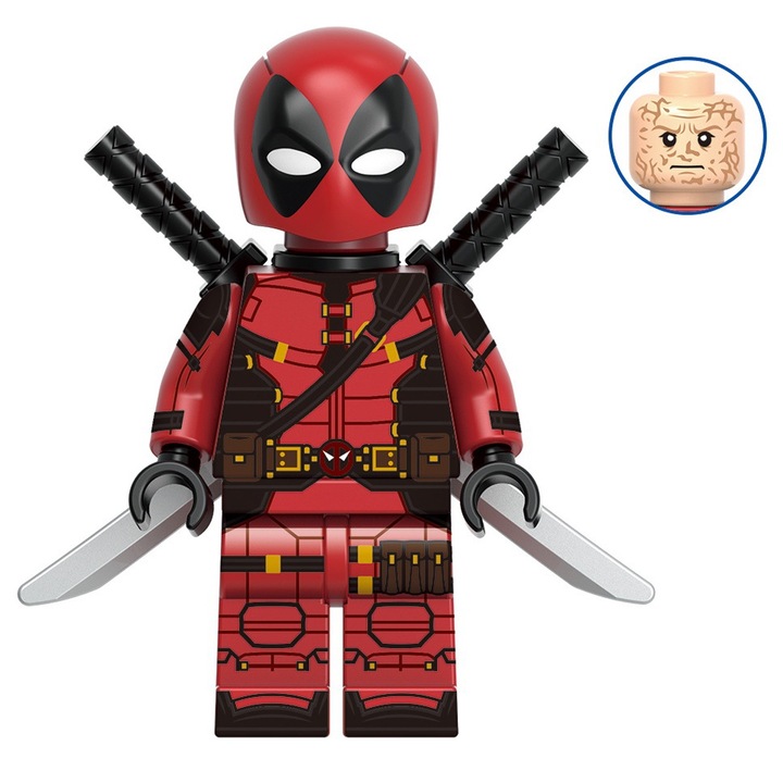 Suvenir personaj joc film supererou, expresie faciala, rosu/negru, 4.5cm