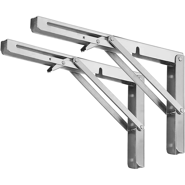 Összecsukható polctartók – nagy teherbírású, rozsdamentes acél összecsukható polctartó asztali asztalhoz, helytakarékos barkácstartó, maximális terhelés: 550 font