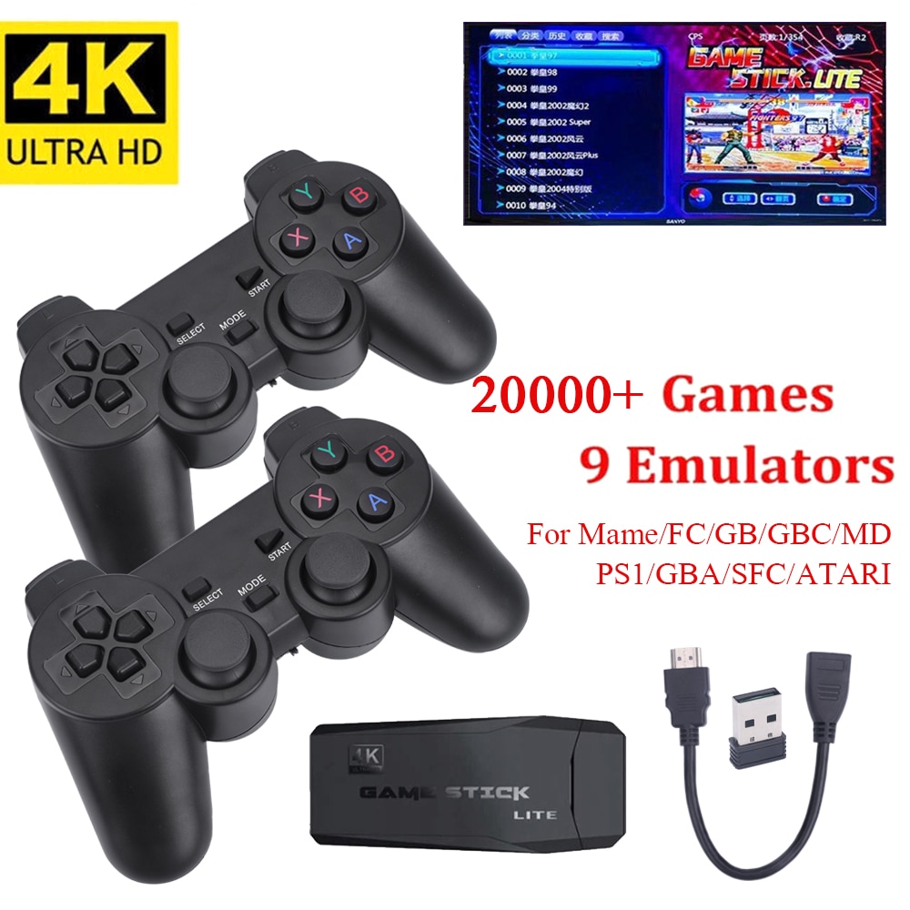 Consola de jocuri retro, AKKEE, 20,000+ jocuri, 2 controlere wireless, 64GB, HDMI