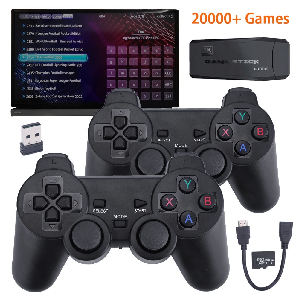 Consola de jocuri retro, AKKEE, 20,000+ jocuri, 2 controlere wireless, 64GB, HDMI