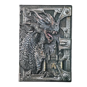 Jurnal Dragon 3D in relief, pagini vintage, coperta PU, A5, 100 pagini