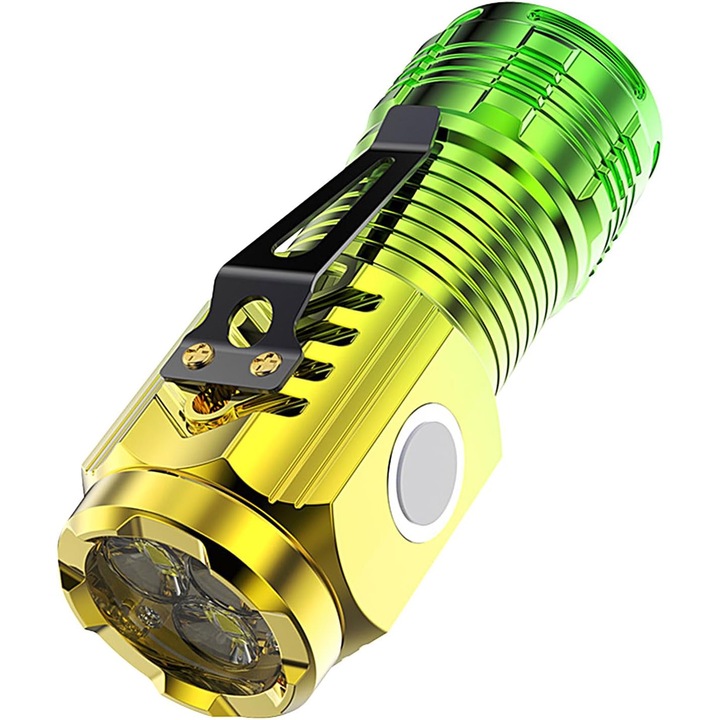 Mini lanterna reincarcabila, PsAyl®, cu snur si magnet, lumen mare, LED, USB-C, rezistenta la apa, Multicolor