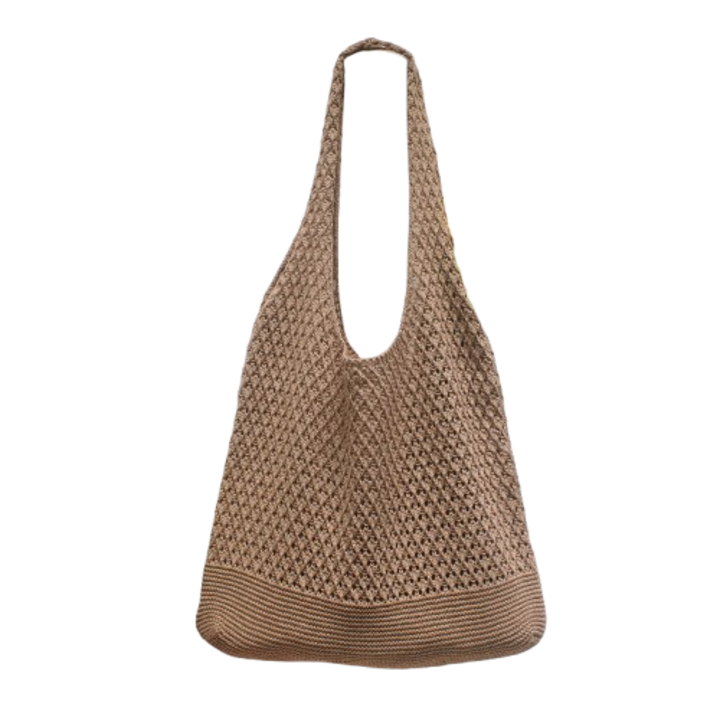 Geanta tote de plaja, KLKIT, capacitate mare, bumbac, maro