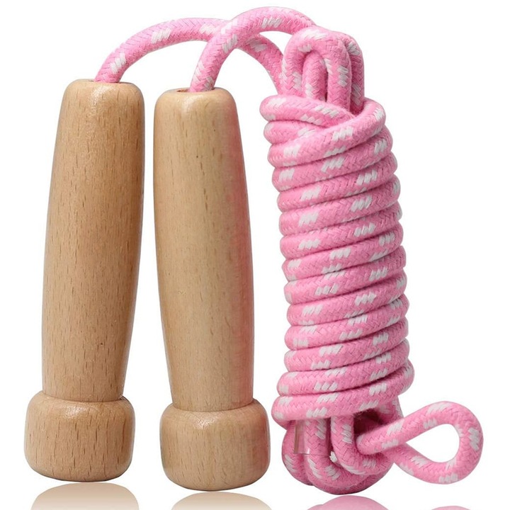Coarda de sarituri KLKIT, ajustabila, 300cm, roz