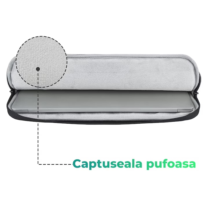 Geanta laptop portabila KLKIT, 13x16 inch, impermeabila, neagra