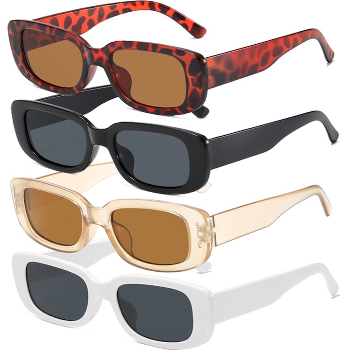 Ochelari de soare dama, retro, protectie UV, multicolor, 4 buc