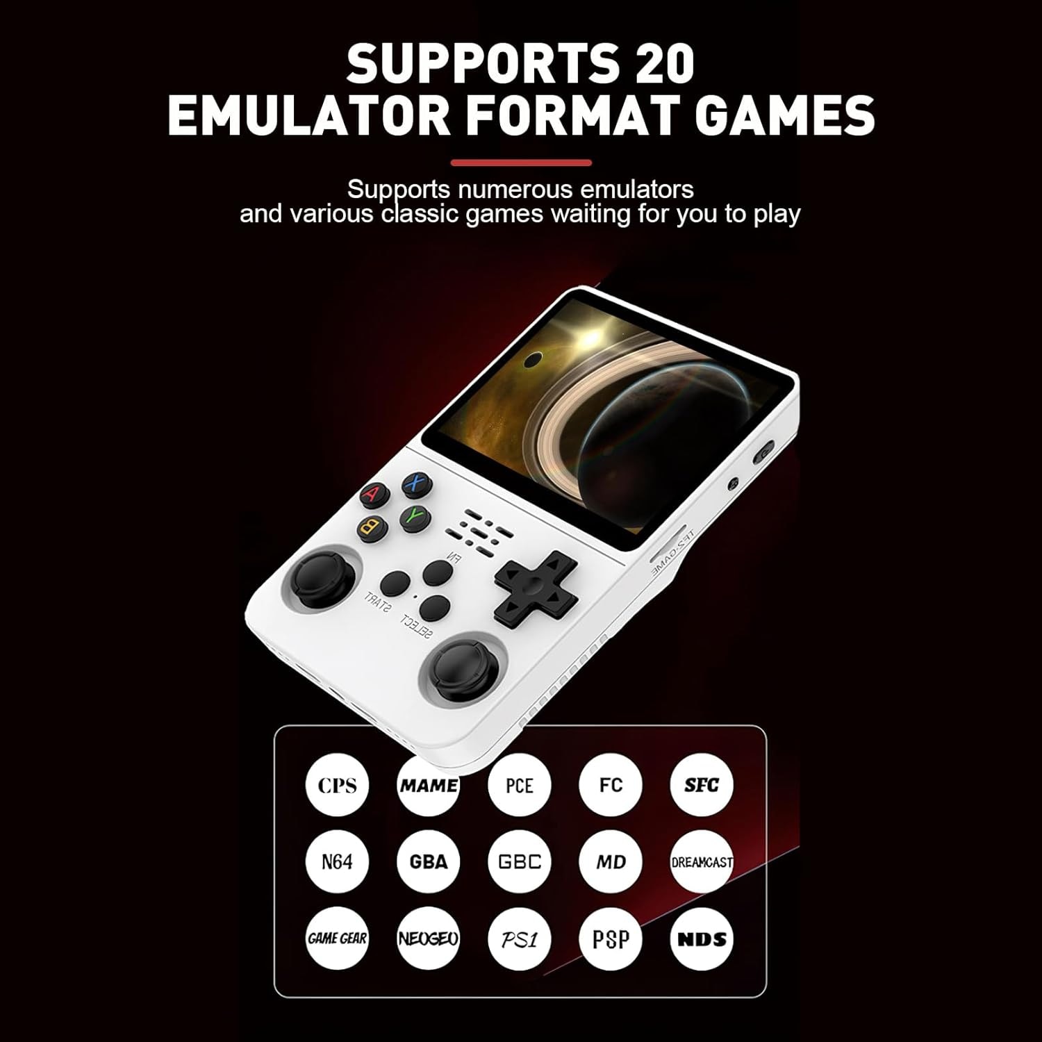Consola R36S portabila retro, Bedee®, 32GB, cu Card Incorporat de 128GB, 21000 jocuri, ArkOS 2.0, IPS LCD 3.5", CPU RK3326, GPU MALI-G31MP2, Emulator N64 PSP PS1 PlayStation Sega, Alb