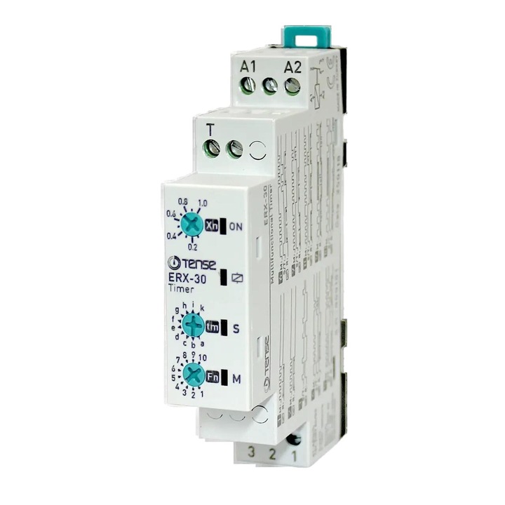 Releu de timp multifunctional TENSE 12V-240V AC/DC, 10 functii, montare pe clema