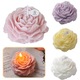 Set de 4 Lumanare parfumata in forma de bujor, BOMSTOM, Ardere 10h, culori pastel: alb, roz, galben, Violet, Parfum floral, 7.5x3cm