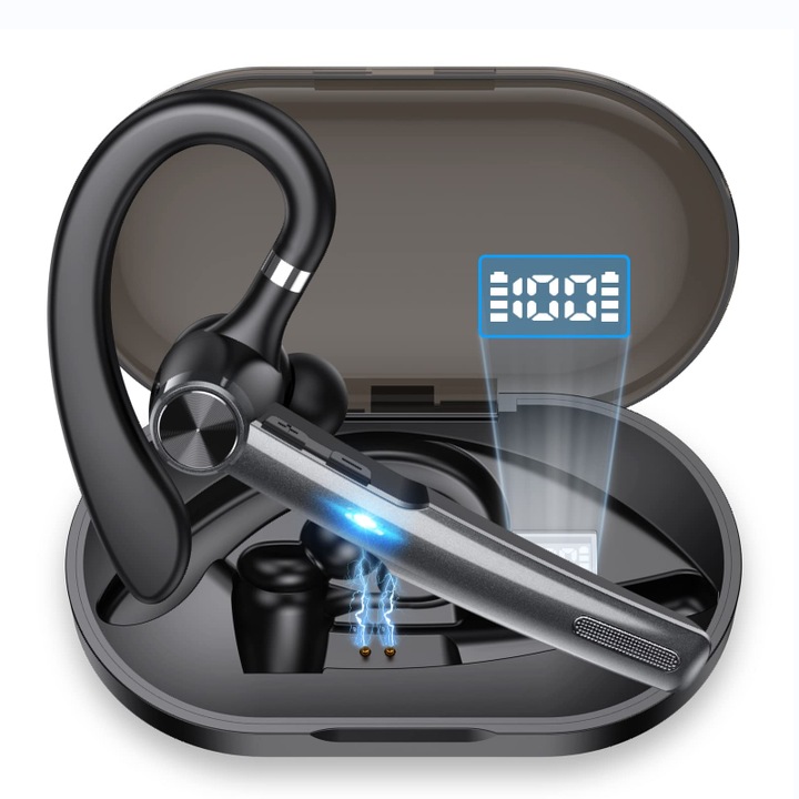 Безжични слушалки, Bluetooth 5.3, микрофон, 24 часа автономност, Black Core, над ухото