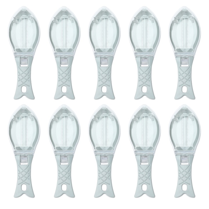 Set 10 Curatitoare de Solzi de Peste, Design Peste, Material ABS, Usor de Utilizat, Dimensiuni Compacte