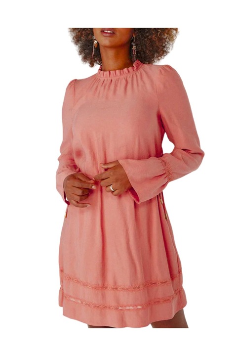 Naf Naf ruha, klasszikus, rózsaszín, csipke, modál-poliészter anyagú, női, S INTL