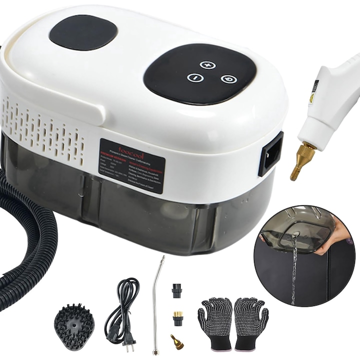 Aparat de curatat cu abur AKKEE, 2500W, rezervor 1100ml, 3 perii, 20x14.5x13cm