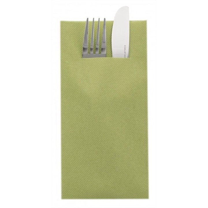 Servetele cu BUZUNAR pentru tacamuri, Linclass Olive, Verde masliniu, 40 x 40 cm, 75 buc