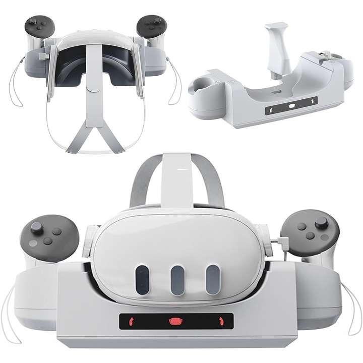 Зарядна станция за Quest 3, стенен и настолен монтаж, бяла, USB технология