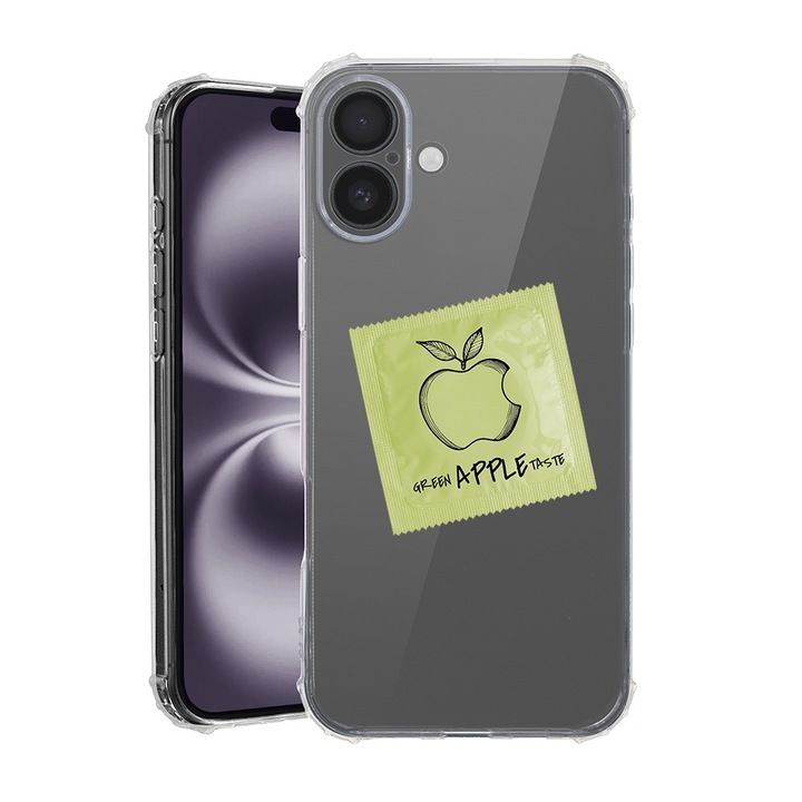Силиконов калъф BestCase за Apple iPhone 16 Plus, Apple taste green, Air-Cushion Technology, 1.5MM Anti Shock, AS 1455