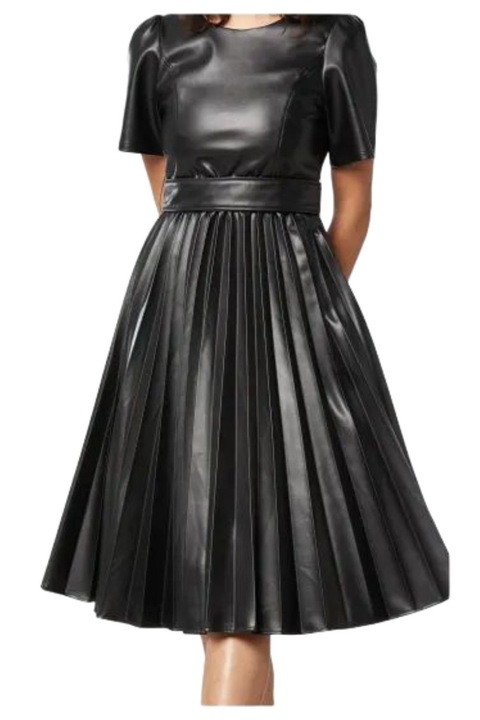 Sinequanone női ruha, fekete, műbőr, övvel és gombokkal, hajtogatott, XL INTL