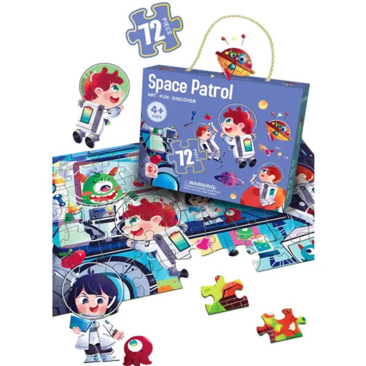 Голяма пъзел игра за деца, Simply Joy, образователни играчки за детска градина, пъзел от 72 части за деца и пъзел играчка подарък за момчета и момичета - син, космически патрул