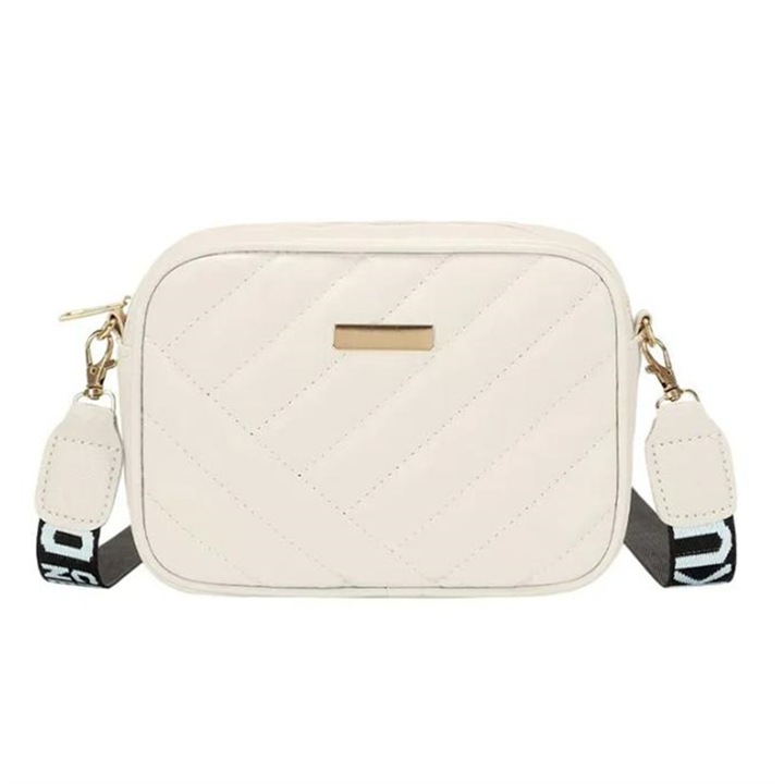 Női válltáska, Bézs, 20x10x5 cm, cipzárral, poliészter/természetes bőr, 2025-ös kollekció