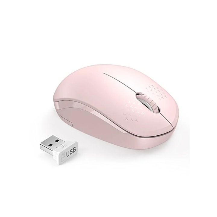 Безжична мишка Bizaical, розова, преносима, оптична технология, USB връзка