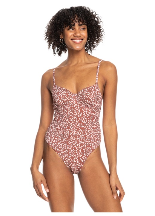 Roxy női fürdőruha, egyrészes, nylon/elasztán, barna/fehér, XS INTL