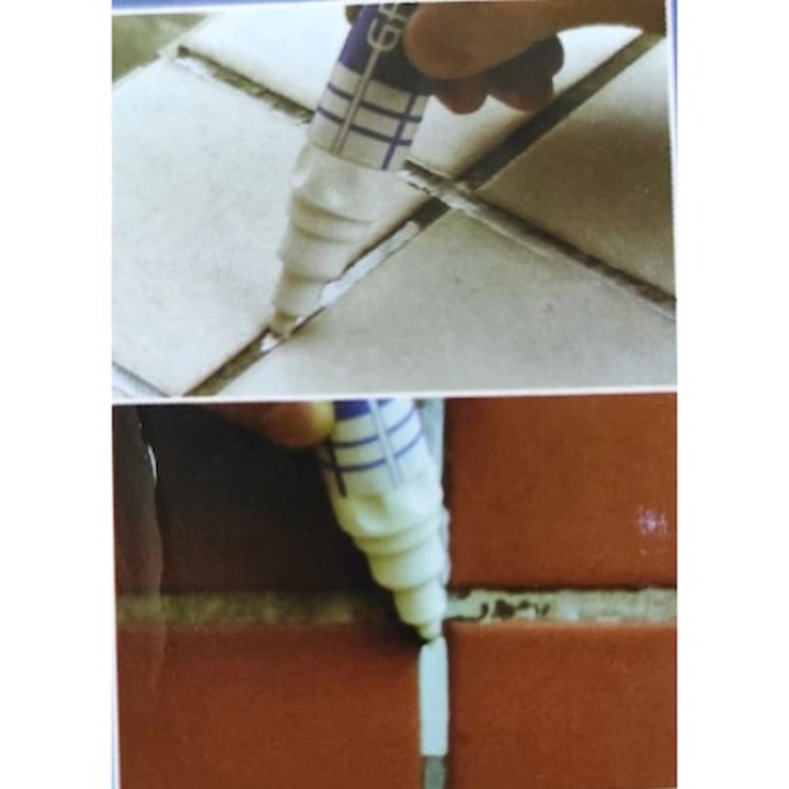 Marker Corector cu Vopsea pentru Rosturi de Faianta si Gresie, Vopsea Lichida Speciala si 2 Capete de Scris Incluse, Culoare Maro Deschis, GARAMI SHOP