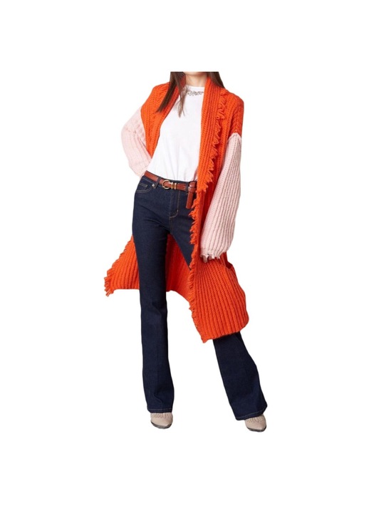 Silvian Heach női pulóver, nylon/viszkóz, narancs/rózsaszín, S INTL