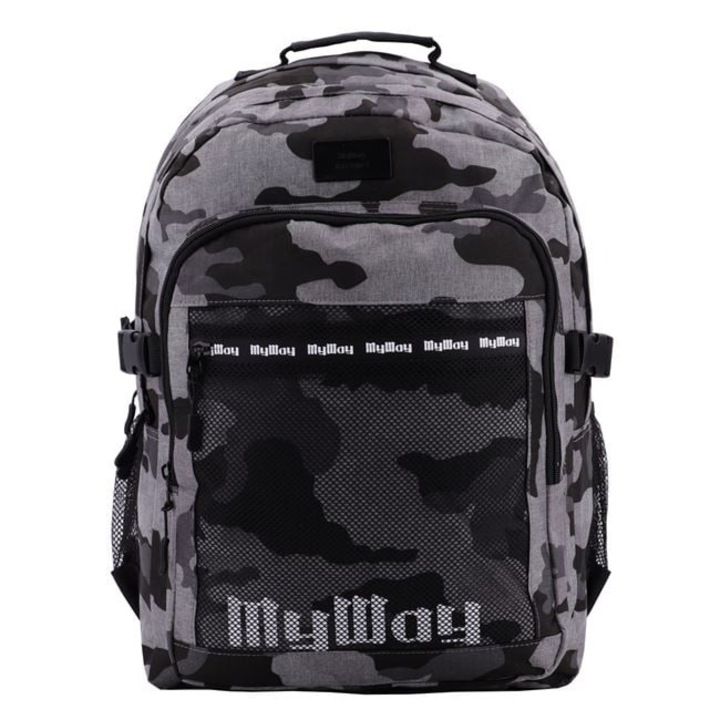 Ghiozdan pentru scoala, Model Army cu Plasa, 31x22x45 cm, negru