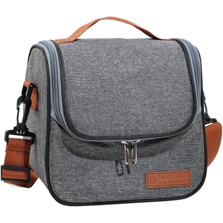 Ebédtáska, szigetelt ebédlőtáska nőknek, férfiaknak, gyerekeknek, újrafelhasználható ebédlődoboz, szivárgásmentes hűtőtáska levehető vállpánttal irodai, munkába, iskolába, strandra és utazásra