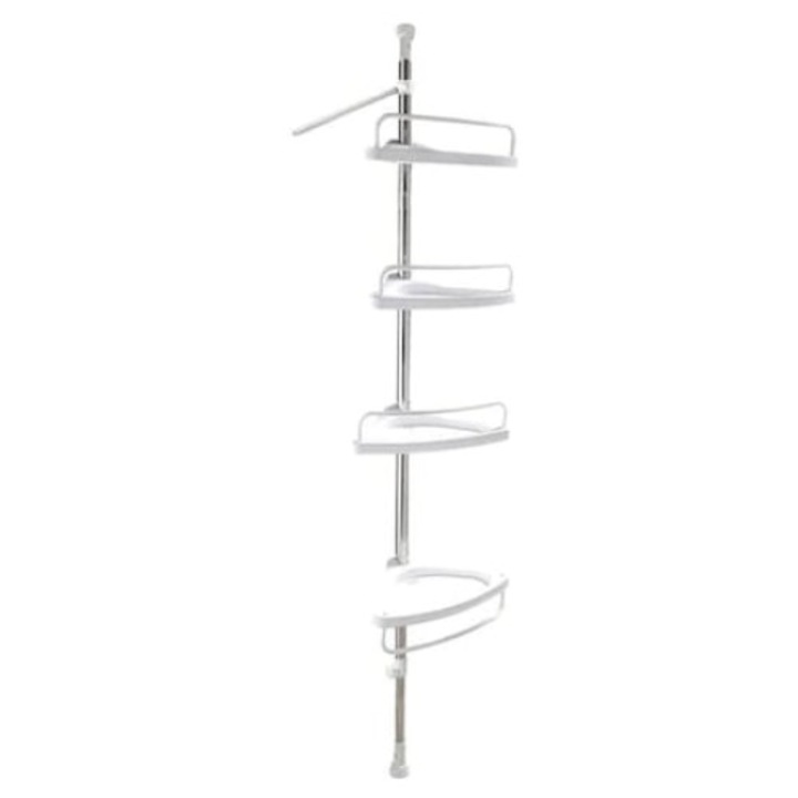 Fokelyi tárolóállvány, 4 polc, műanyag/fém, 33,5x21,5x100-320cm
