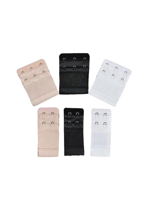 Extensie sutien Bizaical, set 6 bucati, 2 randuri x 3 carlige, 2 randuri x 2 carlige, multicolor, 8.8x5.8cm, 7.7x3.2cm