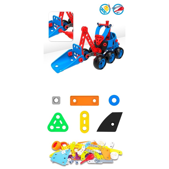 Set pentru construit mașini, Leski, 134 piese, educativ, plastic