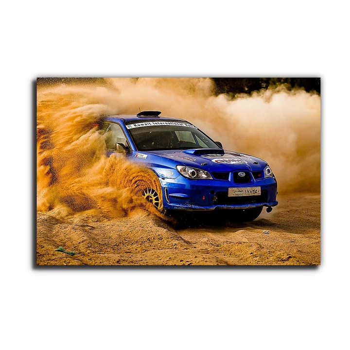 Subaru Impreza rally autó versenyben, vászonkép, 130x85