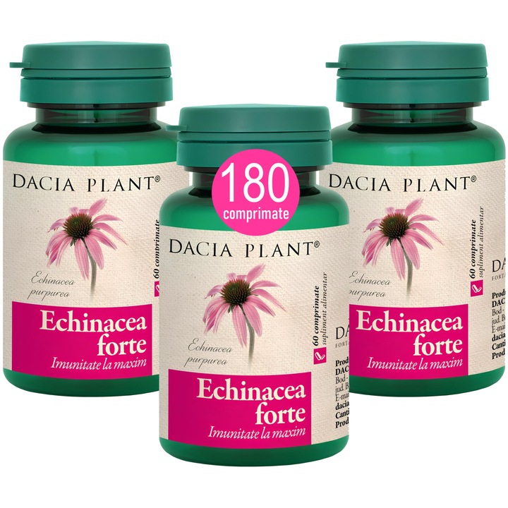Pachet Echinaceea 600mg Forte "Imunitate la maxim" cu ulei de Pin, 3x60 comprimate, Dacia Plant