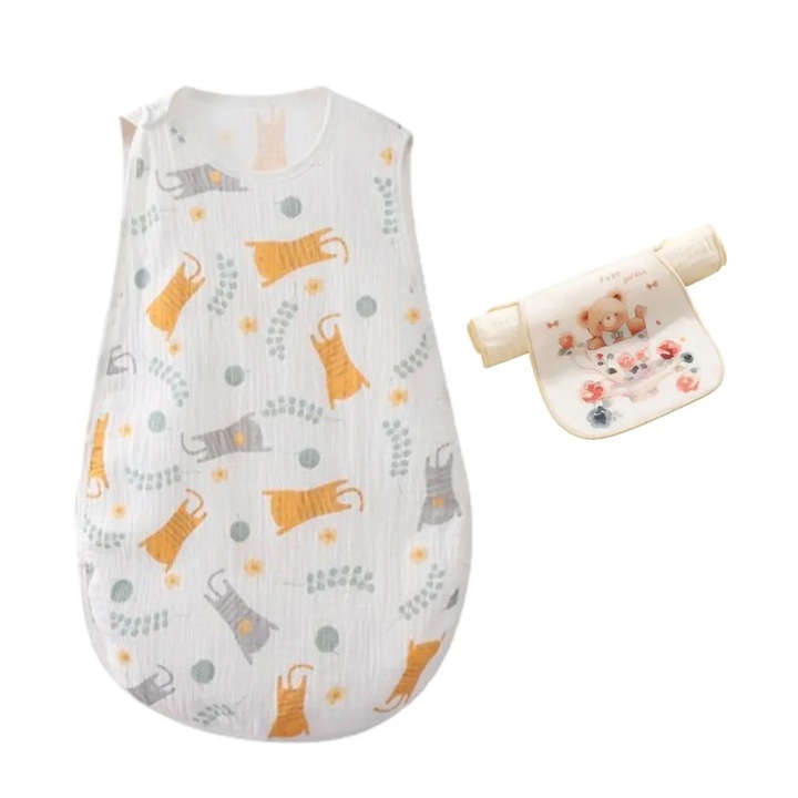 Wisolt baba hálózsák, macska mintás, pamut, többszínű, S