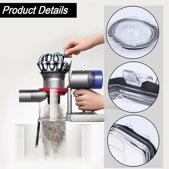 Capac de inlocuire pentru aspirator Dyson V7 V8, cu inel de etansare, 11.5x11.5cm
