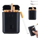 Cutie Tigari cu Functie Bricheta, SINBINTA, Bricheta electrica, Capacitate 20 tigarete, Aprindere la buton, 220 mAh, Rezistenta la vant, Incarcare cu USB, Usor de transportat si utilizat, Design ergonomic, Metal, 110x73x29mm, Negru