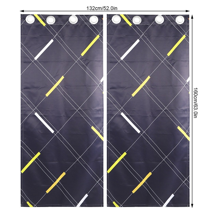 Jormftte függöny szett, 132x160cm, fekete, nagy pontosságú selyem anyag