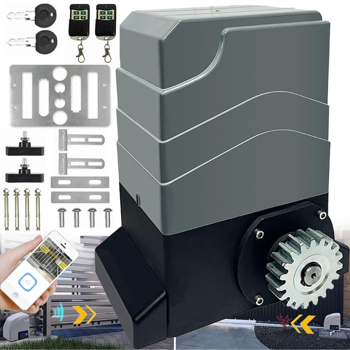 Комплект за автоматизация на плъзгаща се порта Power Gate 6m/1200 Kg, 750W, WiFi, управление от приложението за смартфон, багажник, 2 дистанционни управления