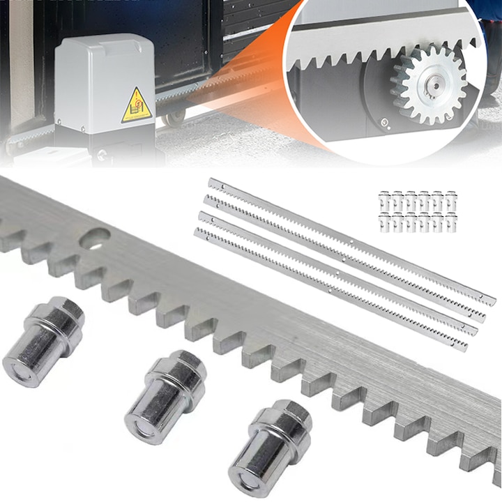 Fém fogasléc kapuautomatizáláshoz, horganyzott, rögzítőelemek mellékelve, 4 m, 12 x 30 x 1000 mm, 4 DB