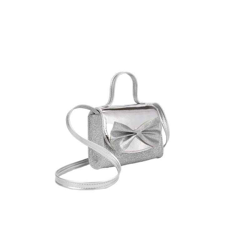 Elegáns ezüst pénztárca lányoknak - fényes kiegészítő masnival, ideális eseményekre és ajándékokra
