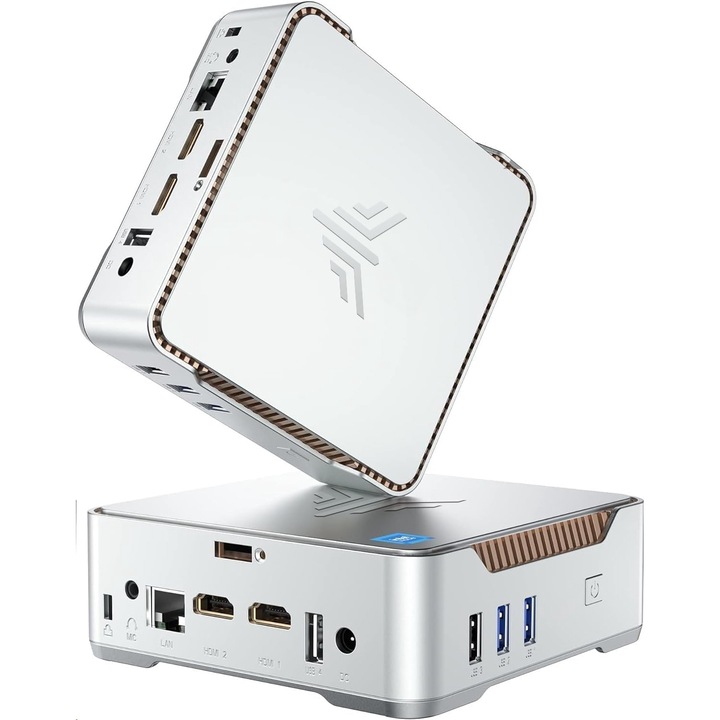 Мини компютър NiPoGi, С процесор Intel alder Lake-N97, До 3,60 GHz, 16GB, 512GB SSD, Windows 11 Pro, Сребрист