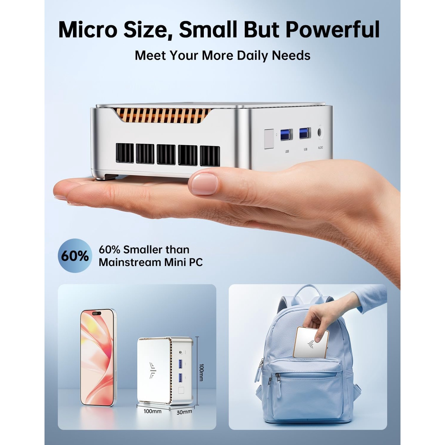 Mini PC NiPoGi cu procesor Intel Alder Lake-N97, pana la 3, 60 GHz