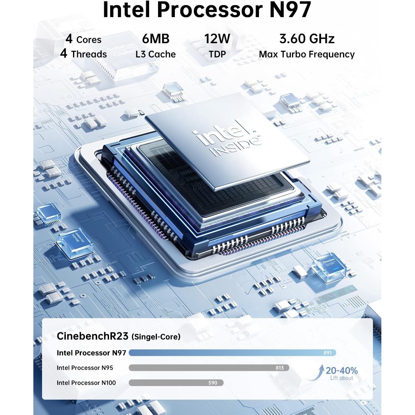 Mini PC NiPoGi cu procesor Intel Alder Lake-N97, pana la 3, 60 GHz
